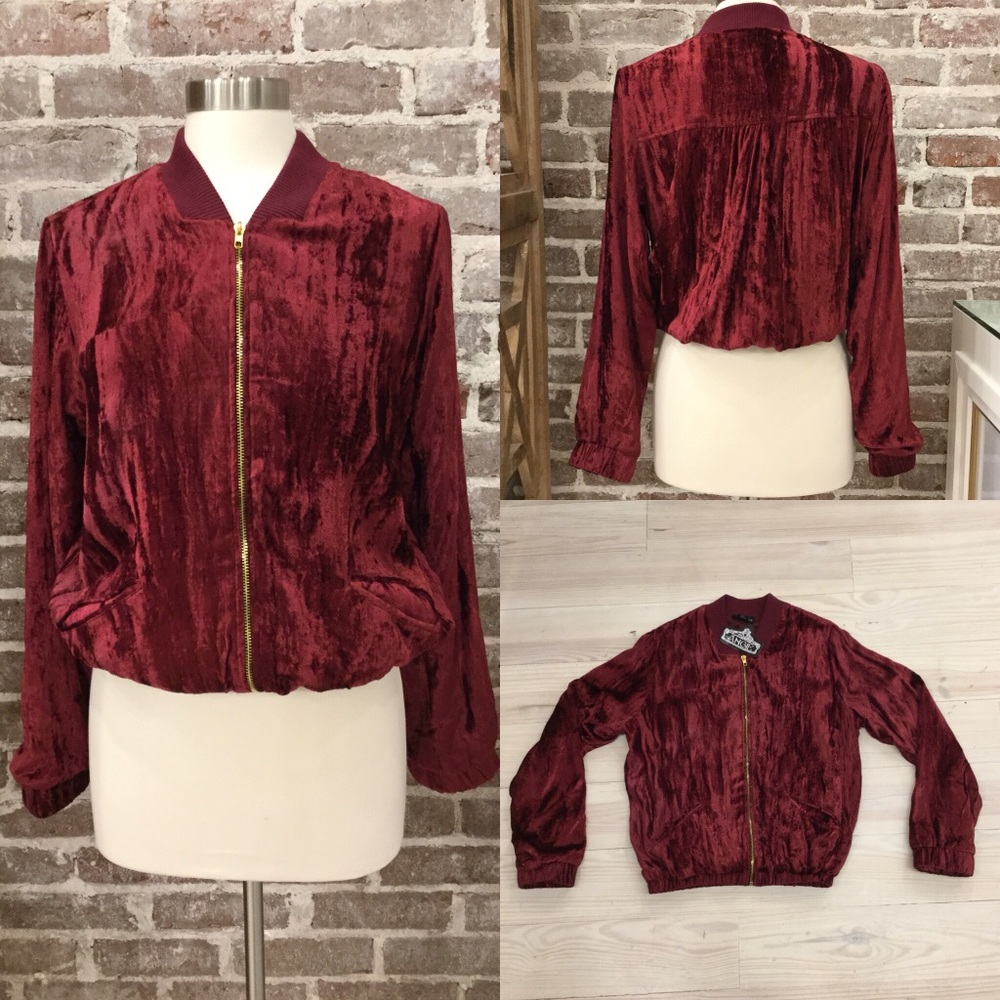 Angie Crushed Velvet Bomber Jacket